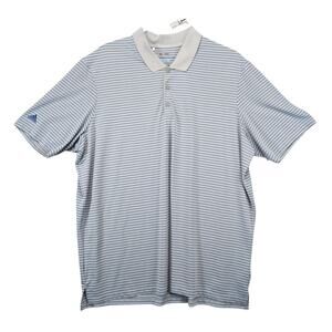 Adidas Golf Men's 2XL Polo Shirt Climacool Gray Blue Striped Breathable Athletic